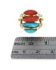 Turquoise, Coral and Diamond Ring in Gold